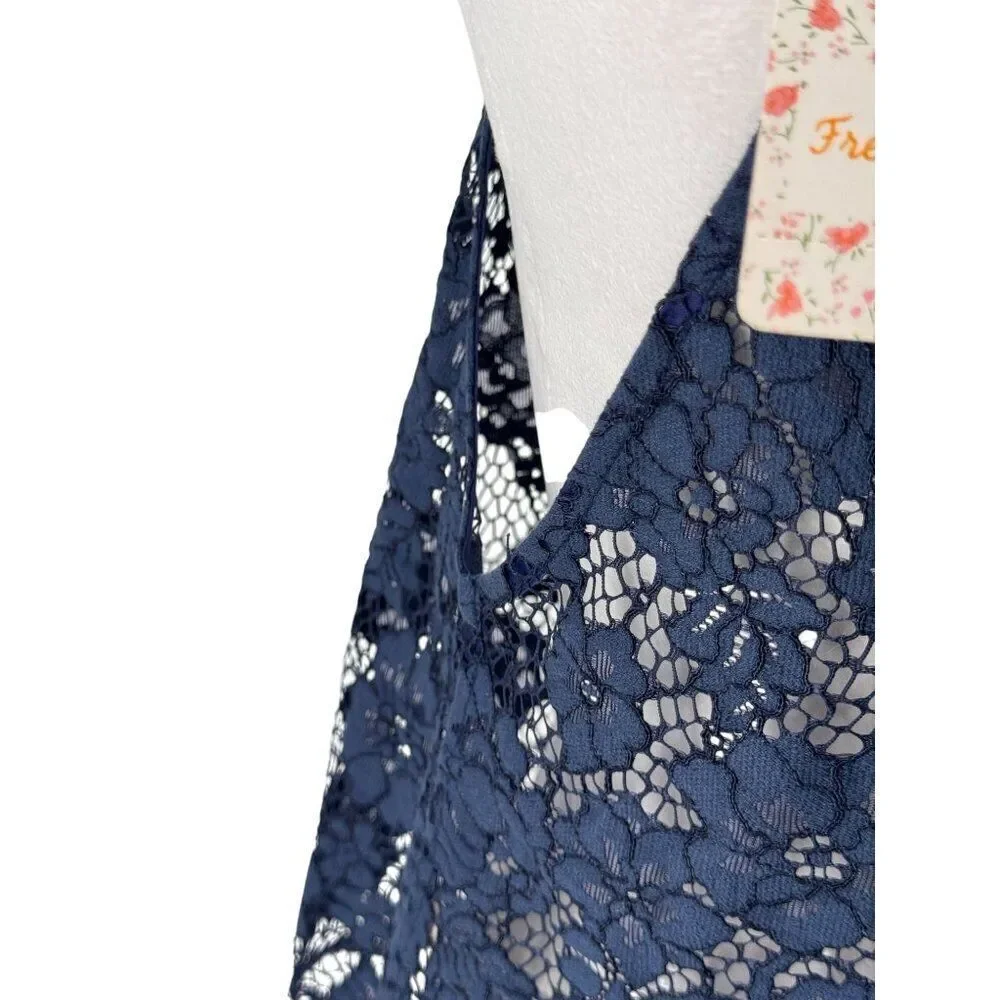 Free People Womens Halter Lace Top Sweet Meadow Dreams In Blue Sz S - Picture 3 of 11